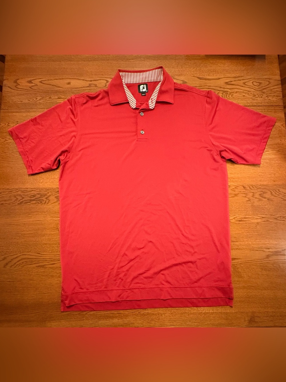 FootJoy Men’s Red Polo with Striped Collar Accent